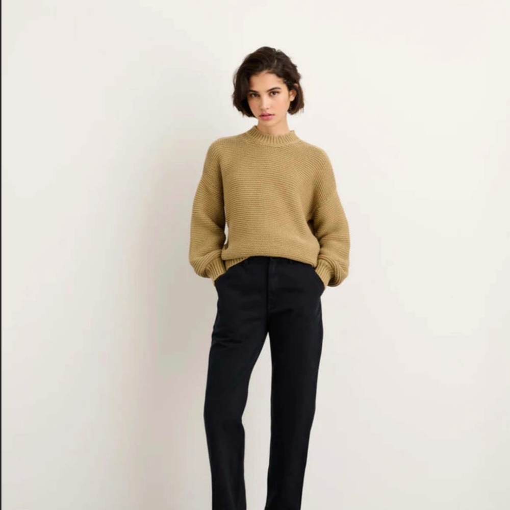 Alex Mill vintage khaki button back crewneck sweater (small)